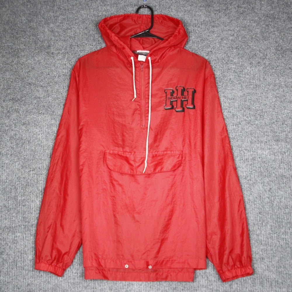 Vintage Mens Sportsmaster Red‎ Indian Hill Pullover Hooded Anorak Jacket XL